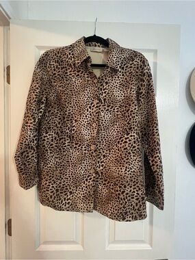 Studio Works Leopard-Print Button-Up in Tan and Black